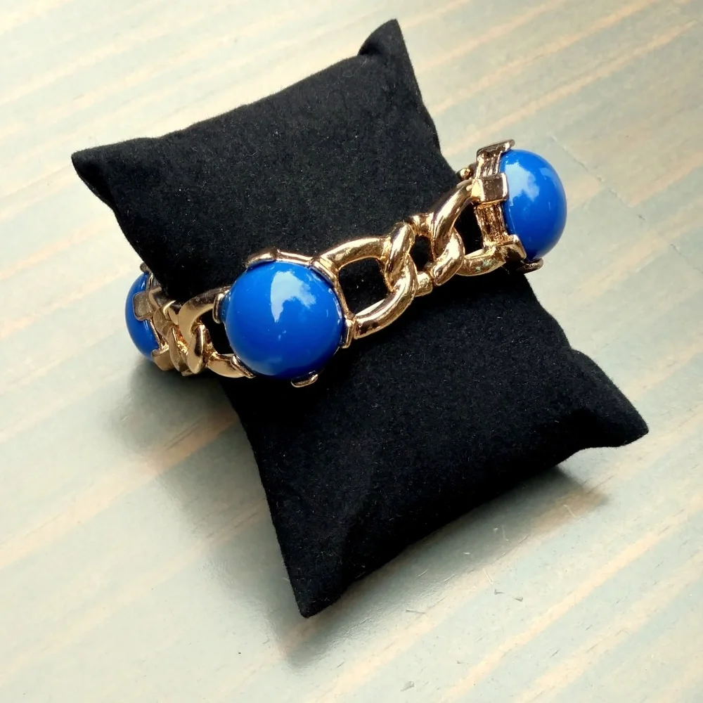 gold and royal blue stretch bracelet